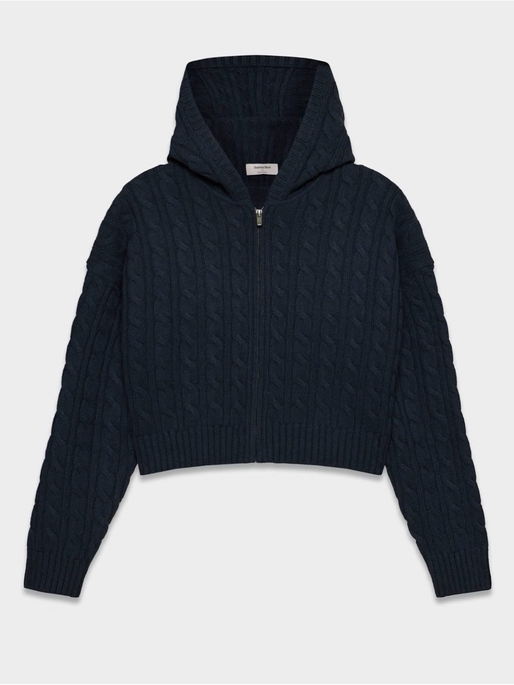 Sunday Best Navy Cable Octavia Knit Zip Hoodie- Admiral